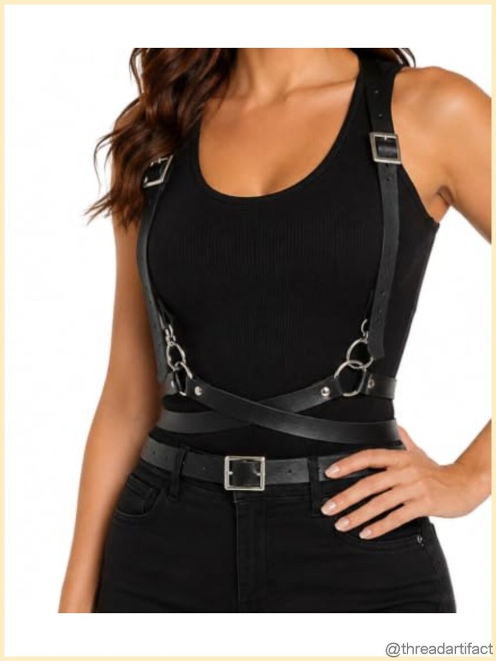 PU Leather Harness Belt Adjustable Waist Body Chain Gothic Punk Cosplay
